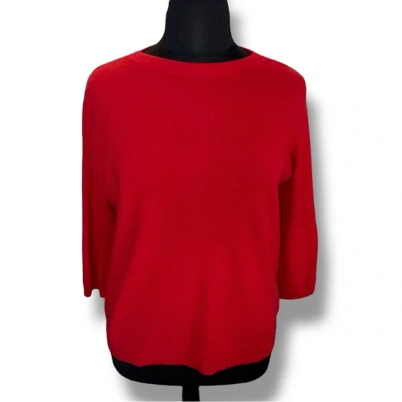 TALBOTS Audrey Cashmere Sweater - 2X Red Pop - Picture 2 of 11